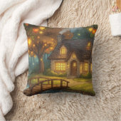 Cozy Glowing Cottage Forest Throw Pillow Kussen (Deken)