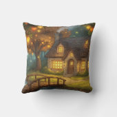 Cozy Glowing Cottage Forest Throw Pillow Kussen (Achterkant)