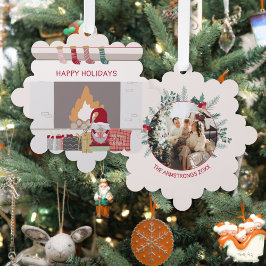 Cozy Gnome Fireplace Photo Ornament Kaart