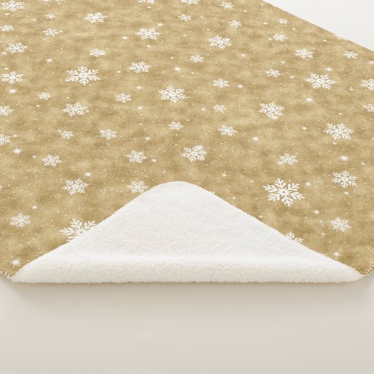 Cozy Gold Glitter Stars Snowflakes Sherpa Blanket Sherpa Deken (3/4)