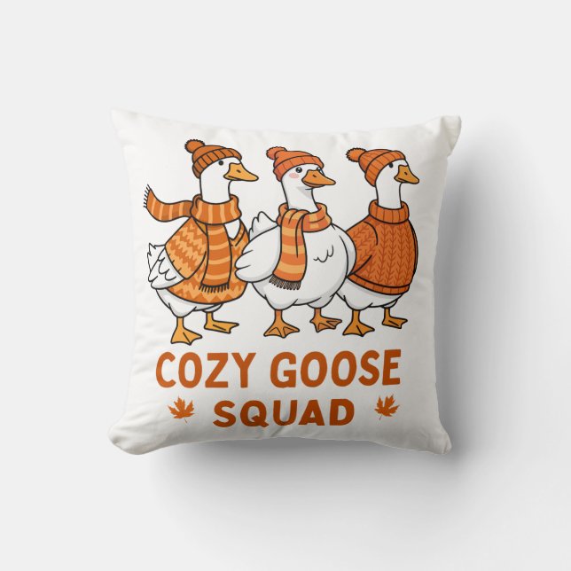 Cozy Goose Squad Herfst Kussen (Voorkant)