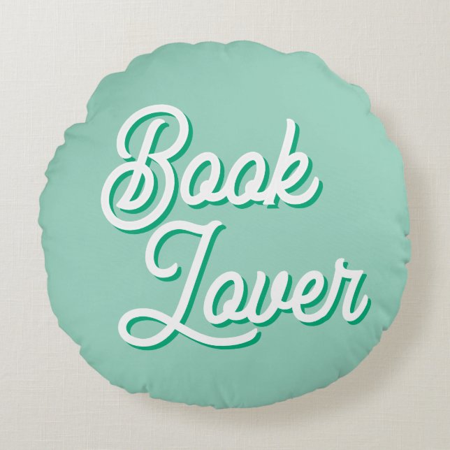 Cozy Green Book Lover Round Throw Pillow Rond Kussen (Voorkant)