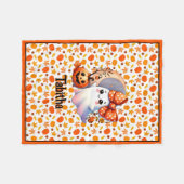 Cozy Halloween Baby Blanket Naam toevoegen Schatti Fleece Deken (Voorkant (Horizontaal))