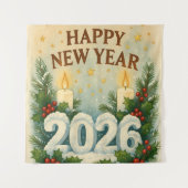 cozy happy new year 2026 party backdrop wandkleed (Voorkant)