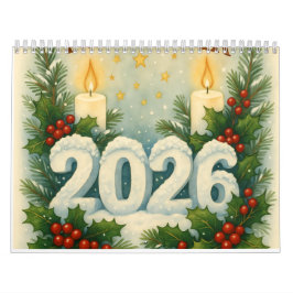 cozy happy new year 2026 wall calendar kalender