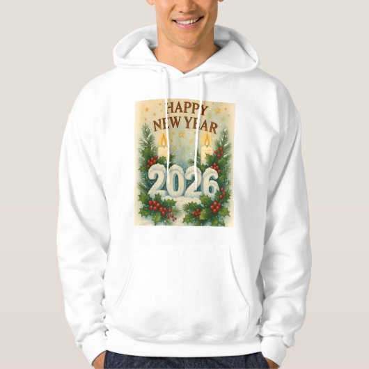 cozy happy new year 2026 winter hoodie (Voorkant)