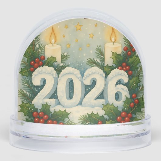 cozy happy new year snow globe sneeuwbol (Voorkant)