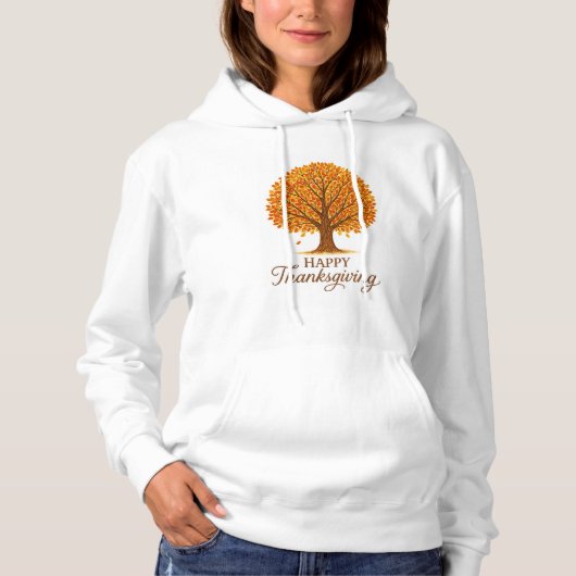 Cozy Happy Thanksgiving Autumn Tree  Hoodie (Voorkant)