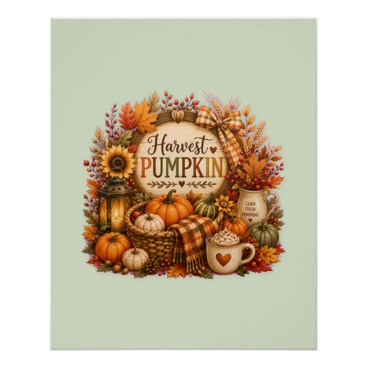Cozy Harvest Pumpkin / Cosecha Acogedora  Perfect Poster (Voorkant)