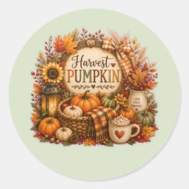 Cozy Harvest Pumpkin / Cosecha Acogedora Ronde Sticker