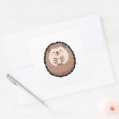 Cozy Hedgehog – Cute Kawaii Illustration Vierkante Sticker (Envelop)