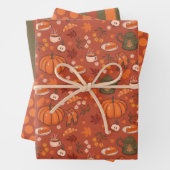 Cozy Herfst Autumn Wrapping Paper Set van 3 (In situ)