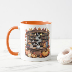 Cozy herfst bibliotheek koffiemok — Boek hoekje  Mok