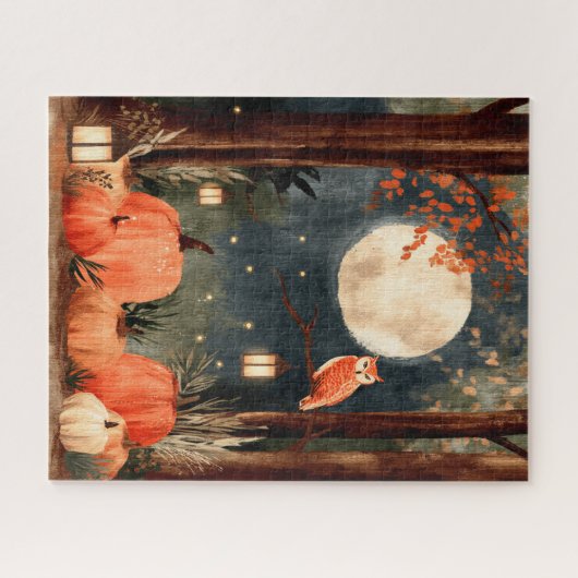 Cozy Herfst Forest Uil Legpuzzel (Horizontaal)