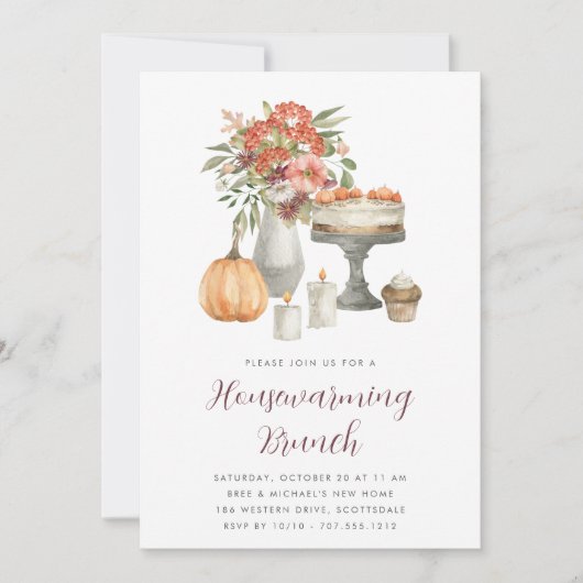 Cozy Herfst Pumpkin Autumn Housewarming Brunch Kaart (Voorkant)