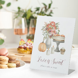 Cozy Herfst Pumpkin "Love is Sweet" Dessert Bar Reclamebord Met Voetstuk