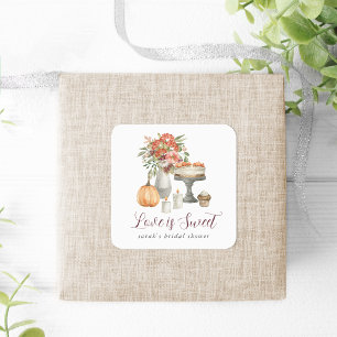 Cozy Herfst Pumpkin "Love is Sweet" Vierkante Sticker