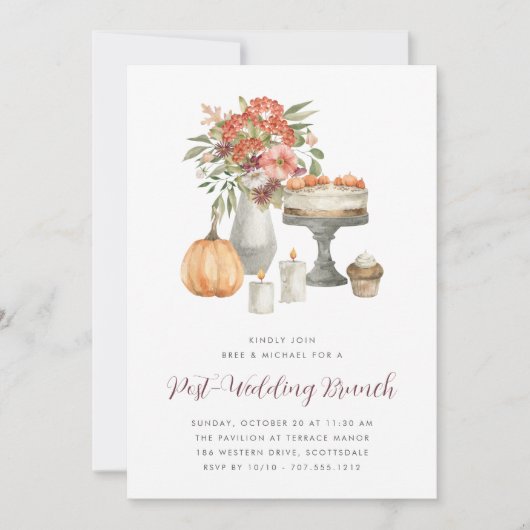 Cozy Herfst Pumpkin Post-Wedding Brunch Kaart (Voorkant)