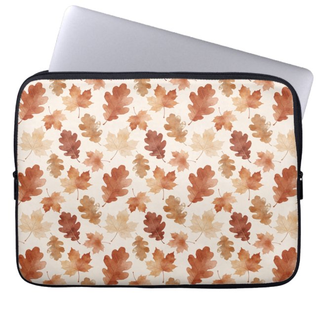 Cozy Herfstblad Patroon Laptop Sleeve (Voorkant)