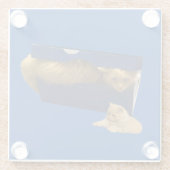 Cozy Hideaway: De gemberkat in de schoenendoos Glazen Onderzetter (Achterkant)