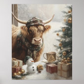 Cozy Highland Cow Christmas Farmhouse Wall Art Poster (Voorkant)