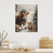 Cozy Highland Cow Christmas Farmhouse Wall Art Poster (Keuken)