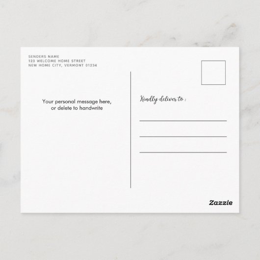 Cozy Highland Koe Nieuw Adres Vrolijk Kerstfeest Briefkaart (Achterkant)