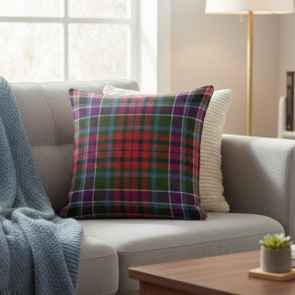 Cozy Highland Plaid - Rustic Red & Green Tartan Kussen