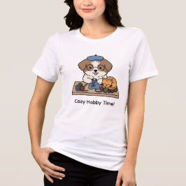 Cozy Hobby Time Dog and Cat Knitting Art Tri-Blend Shirt
