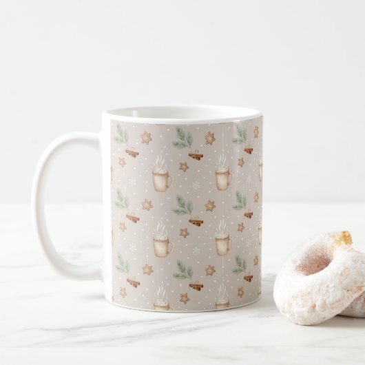Cozy Holiday Aesthetic Mok – Minimaal Wintergesche (Met donut)