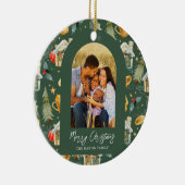 Cozy Holiday Green Afdrukfoto Keramisch Ornament (Rechts)