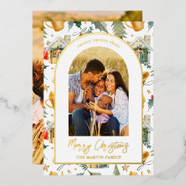 Cozy Holiday Illustrated Print met twee foto's Folie Feestdagenkaart