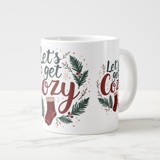 Cozy Holiday Pine Berry Lettering Grote Koffiekop (Voorkant rechts)