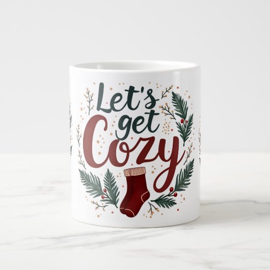Cozy Holiday Pine Berry Lettering Grote Koffiekop (Voorkant)
