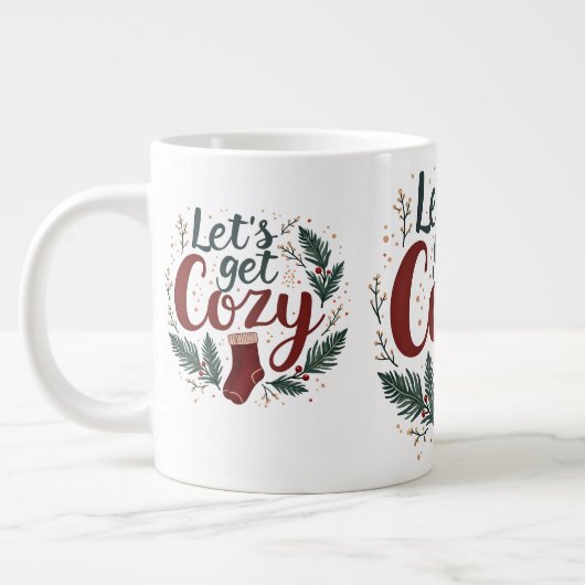 Cozy Holiday Pine Berry Lettering Grote Koffiekop (Links)