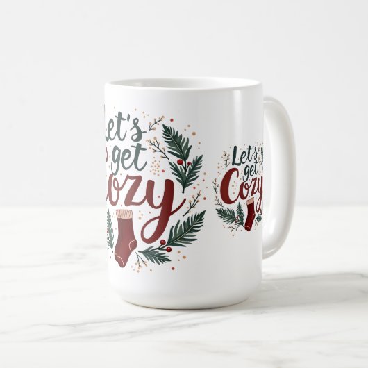 Cozy Holiday Pine Berry Lettering Koffiemok (Voorkant rechts)
