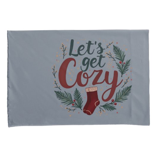 Cozy Holiday Pine Berry Lettering Kussensloop (Voorkant-Rechts)