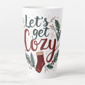 Cozy Holiday Pine Berry Lettering Latte Mok (Voorkant)