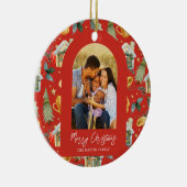 Cozy Holiday Red Afdrukfoto Keramisch Ornament (Rechts)