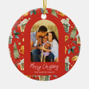 Cozy Holiday Red Afdrukfoto Keramisch Ornament