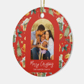Cozy Holiday Red Afdrukfoto Keramisch Ornament (Links)