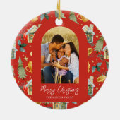 Cozy Holiday Red Afdrukfoto Keramisch Ornament (Achterkant)