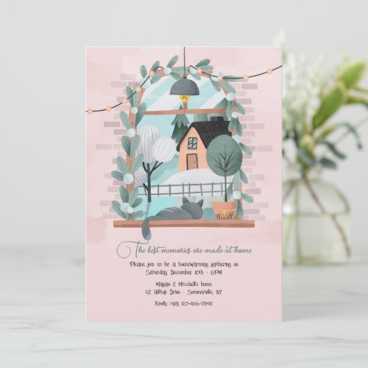 Cozy Home Housewarming Invitation Kaart (Staand voorkant)