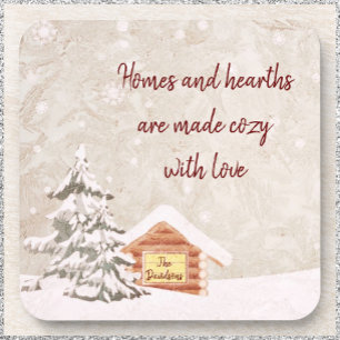 Cozy Home Winter Scene Bier Onderzetter
