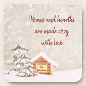 Cozy Home Winter Scene Bier Onderzetter (Voorkant)