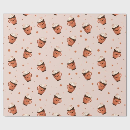 Cozy Hot Chocolate - Cute Mug Pattern with Whipped Cadeaupapier (Vlak)