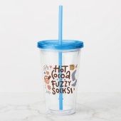 Cozy Hot Cocoa en Fuzzy Sokken Ontwerp Acryl Drinkbeker (Voorkant)