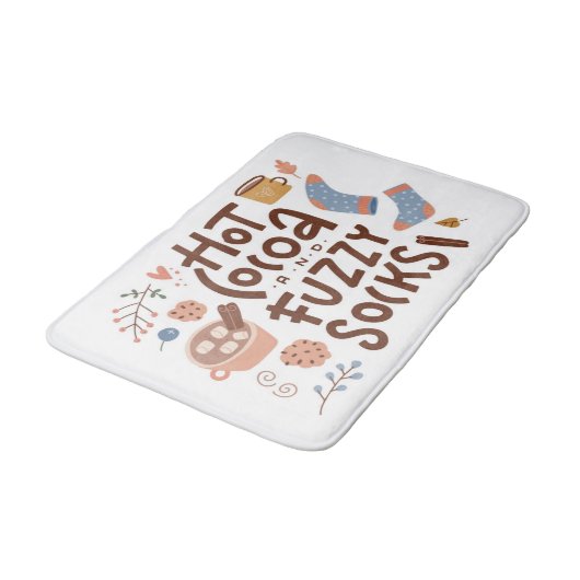 Cozy Hot Cocoa en Fuzzy Sokken Ontwerp Badmat (Gekanteld)