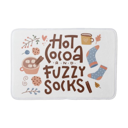 Cozy Hot Cocoa en Fuzzy Sokken Ontwerp Badmat (Voorkant)