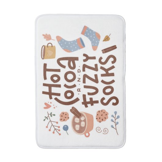 Cozy Hot Cocoa en Fuzzy Sokken Ontwerp Badmat (Voorkant Verticaal)